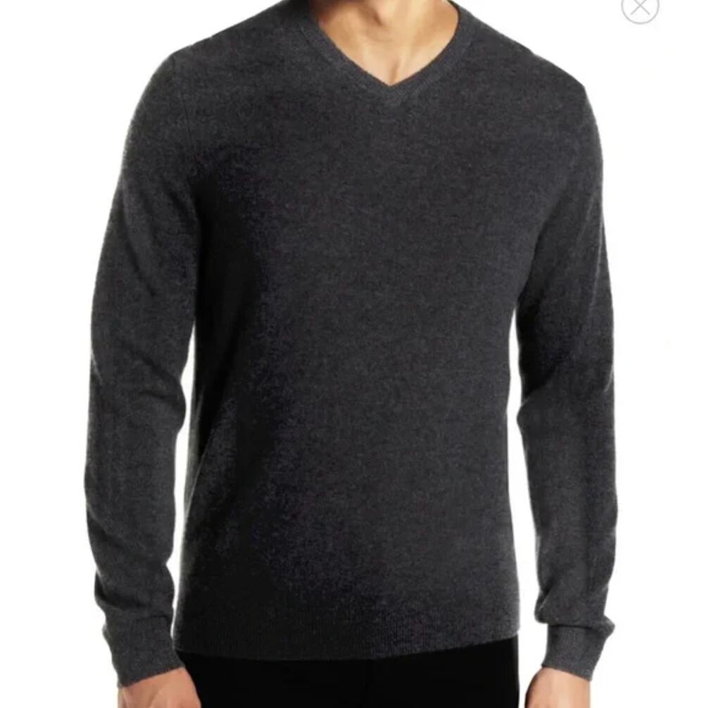 Daniel Hechter Charcoal Grey V-Neck Merino Wool Sweater Medium Men's Classic